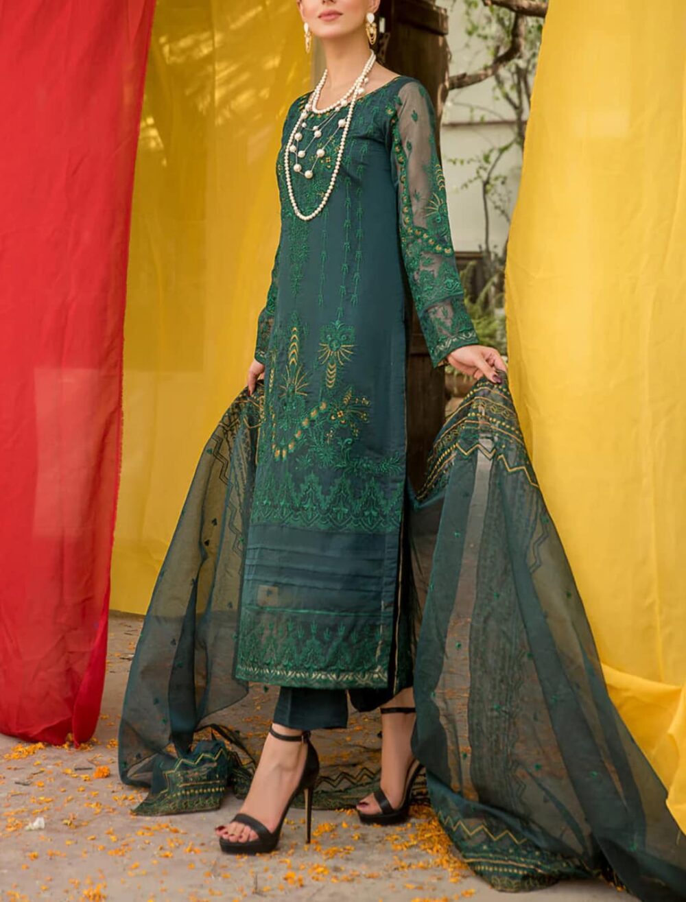 Eastern Organza 3 Piece Dress - Image 3