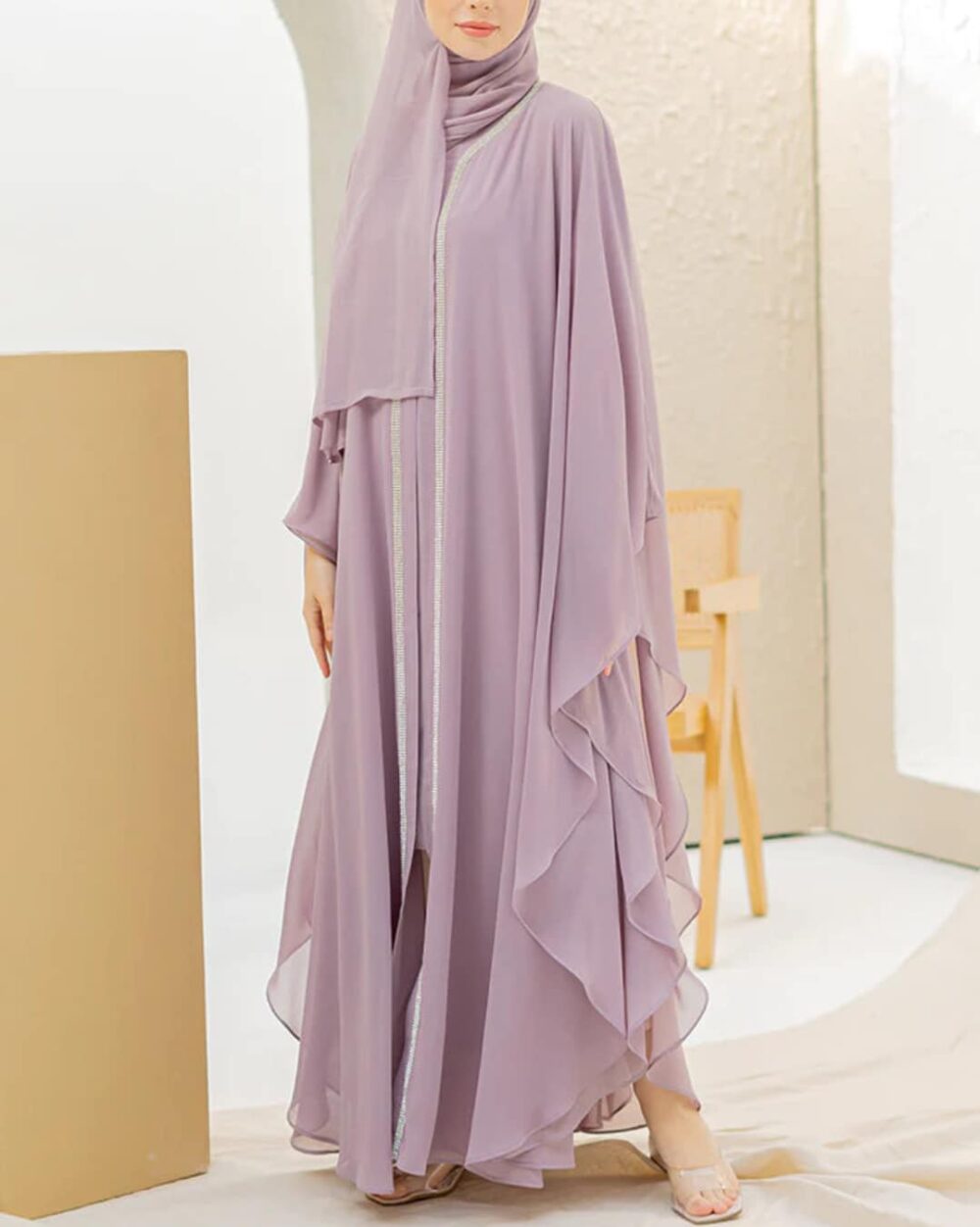 Chiffon Abaya Pink - Image 3