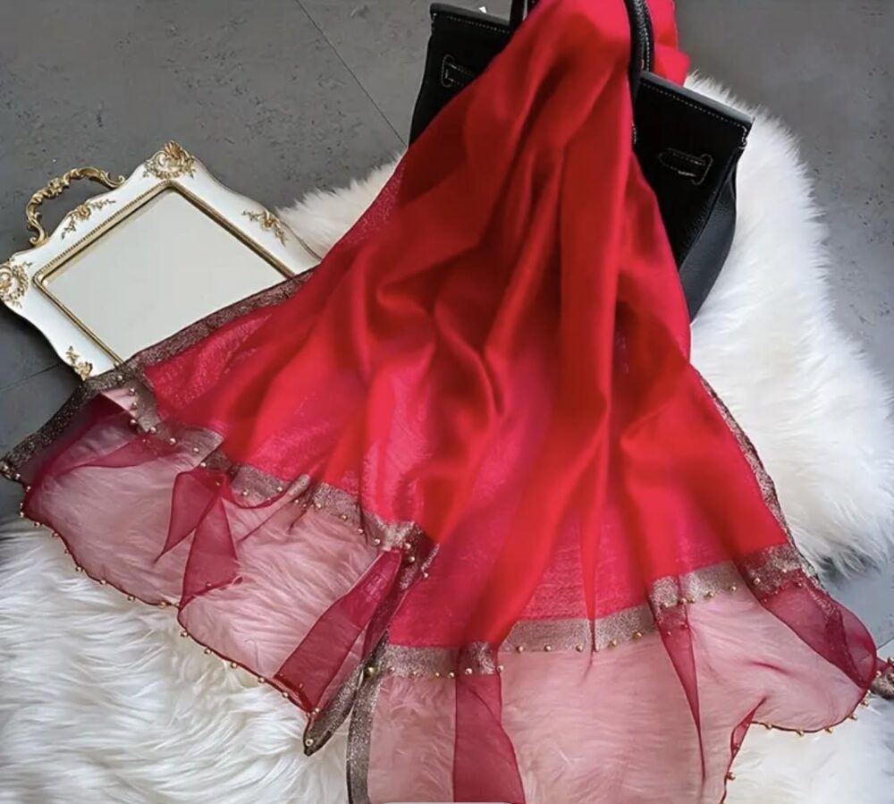 Elegant  Beaded Scarf/Hijab - Image 16
