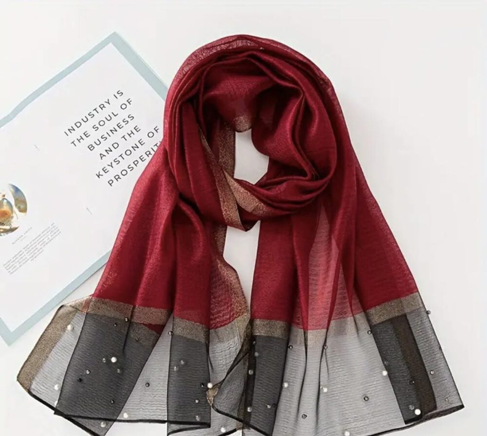 Elegant  Beaded Scarf/Hijab - Image 3