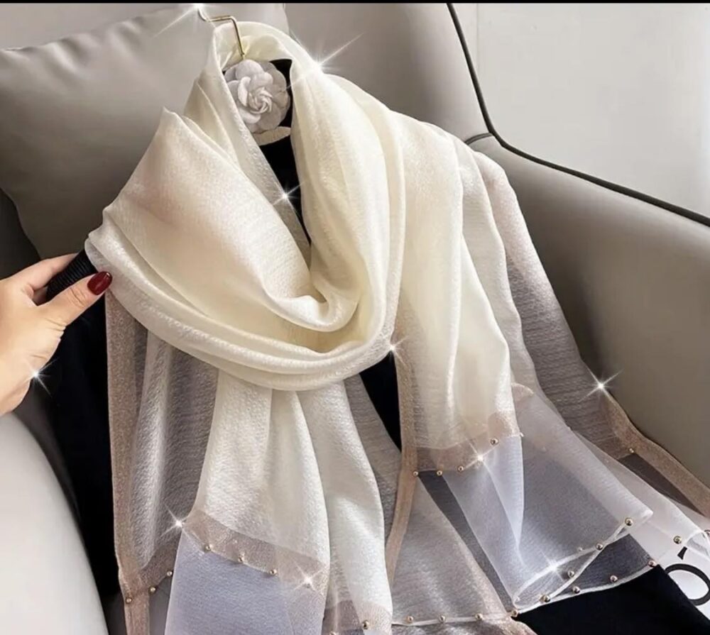 Elegant  Beaded Scarf/Hijab - Image 6