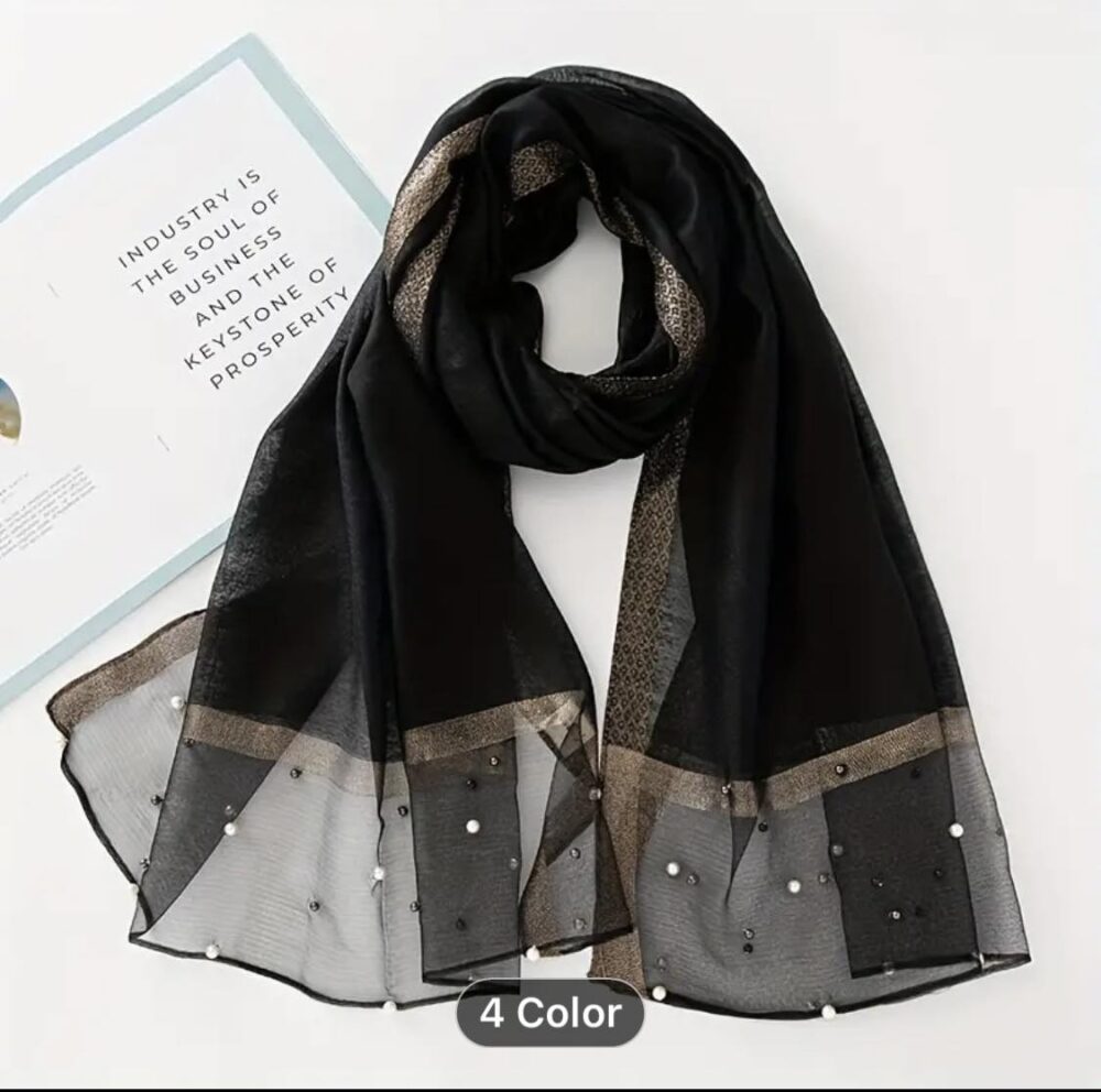 Elegant  Beaded Scarf/Hijab - Image 4