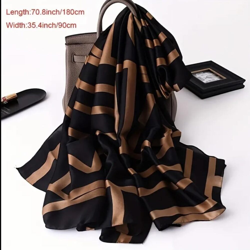 Stripe Print Solid Color Scarf/ Hijab