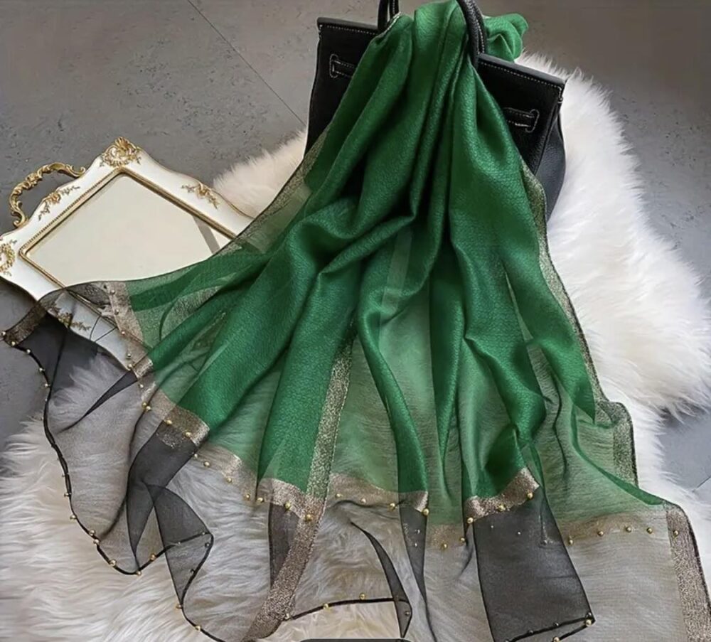Elegant  Beaded Scarf/Hijab - Image 2