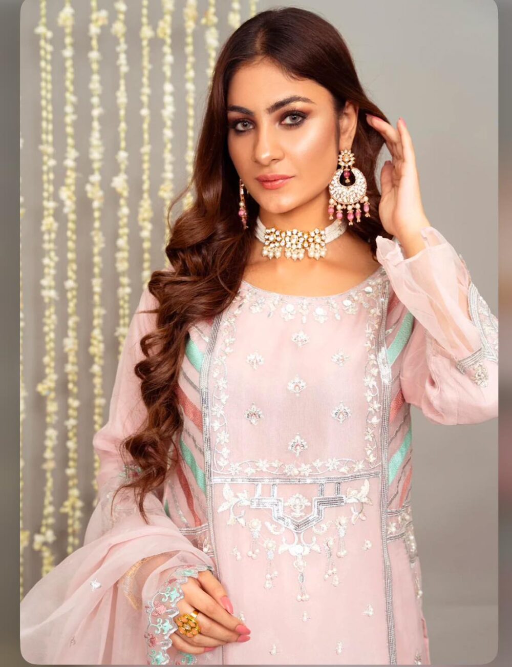 Gorgeous baby pink 3pcs ready to wear suit - Image 4