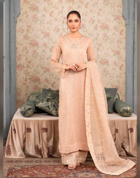 Luxury chiffon sequence embroidered work 3pcs ready to wear suit