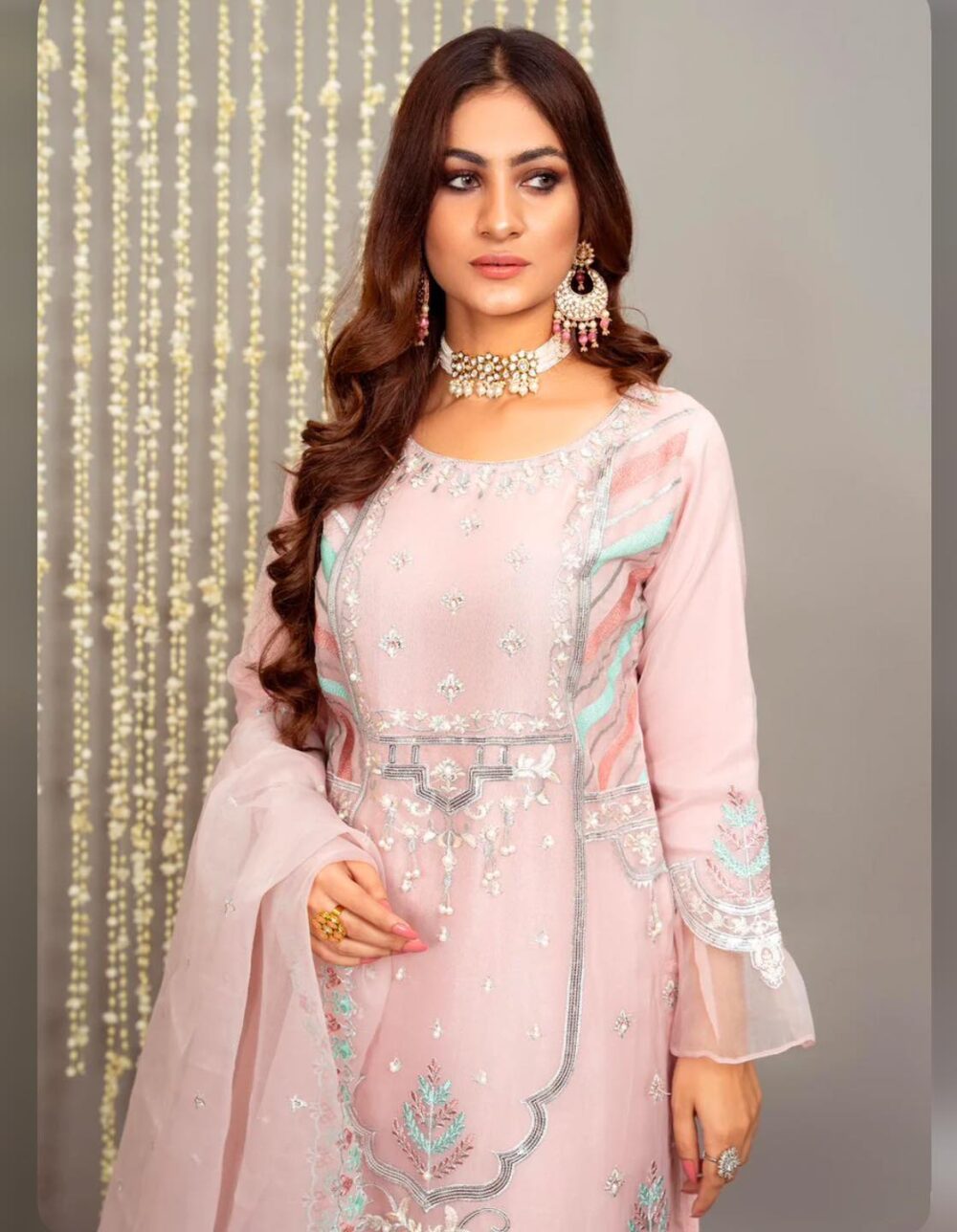 Gorgeous baby pink 3pcs ready to wear suit